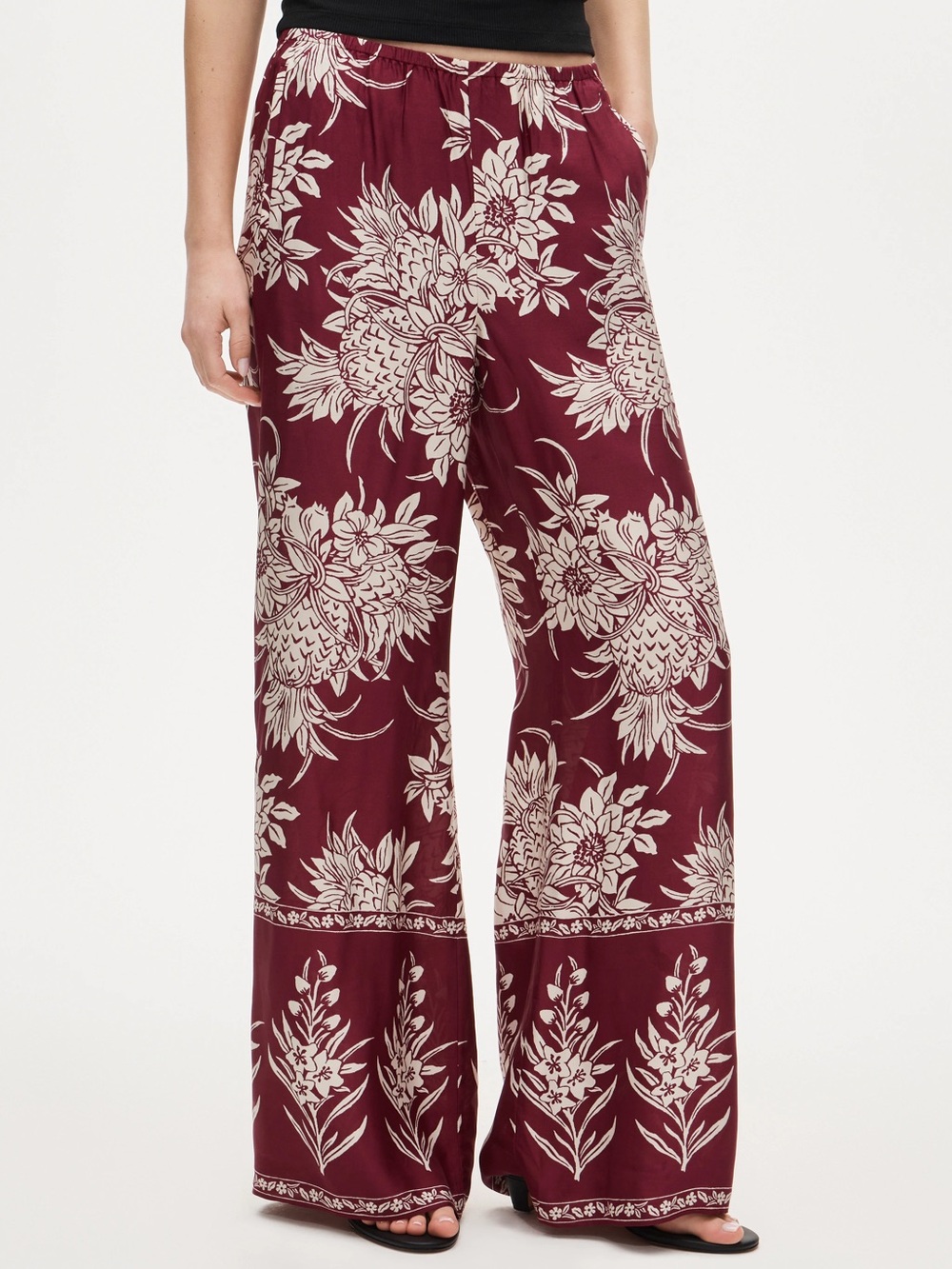 NEW J. Crew Cosmo Wide Leg Pull On pant in pineapple viscose  Crushed Crimson XS